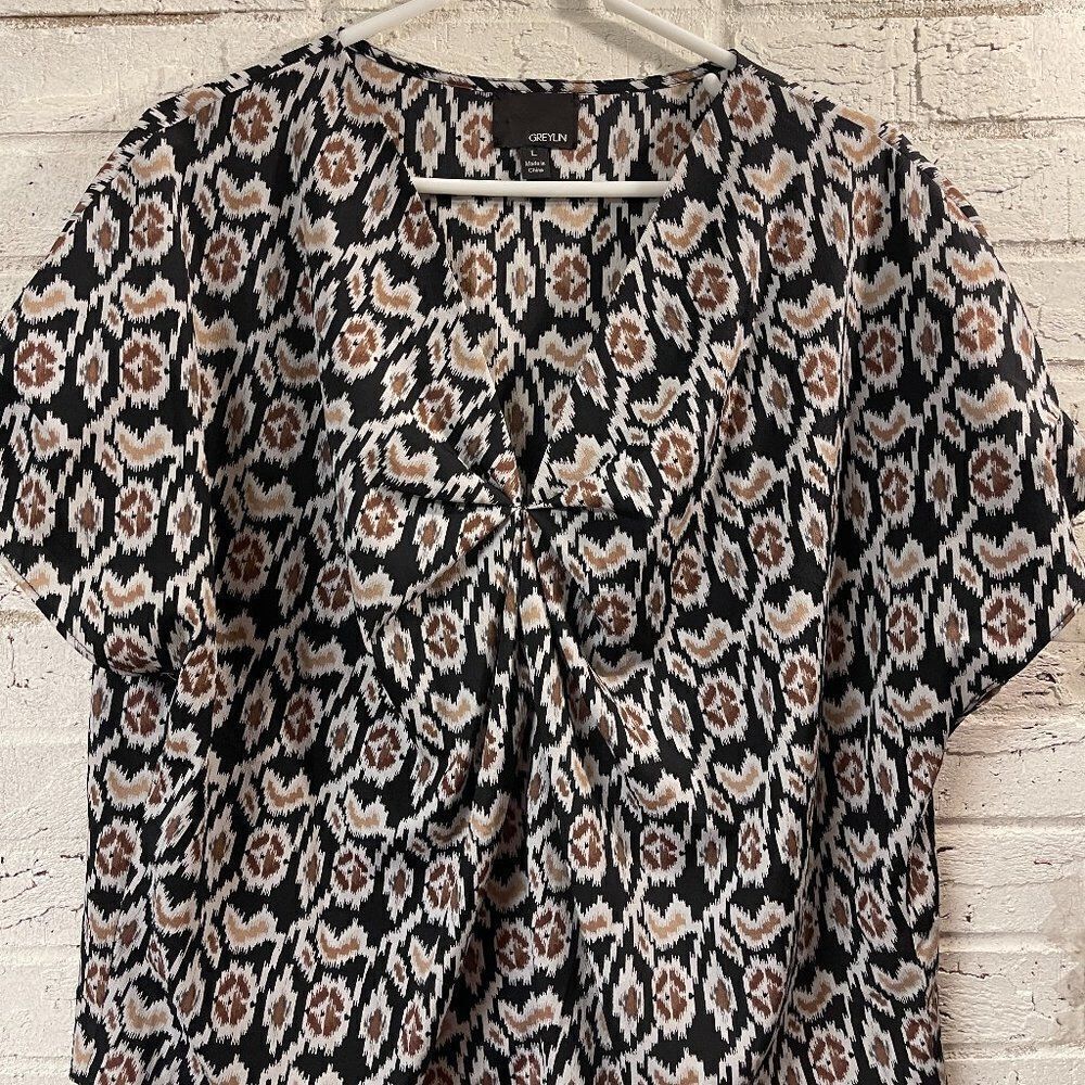 Greylin Anthropologie printed Cropped blouse Large